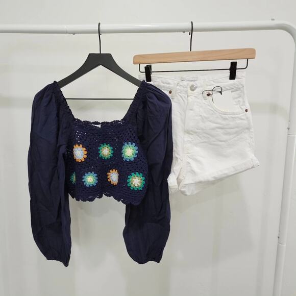 aerie Tops - NWT Aerie Crochet Peasant Top